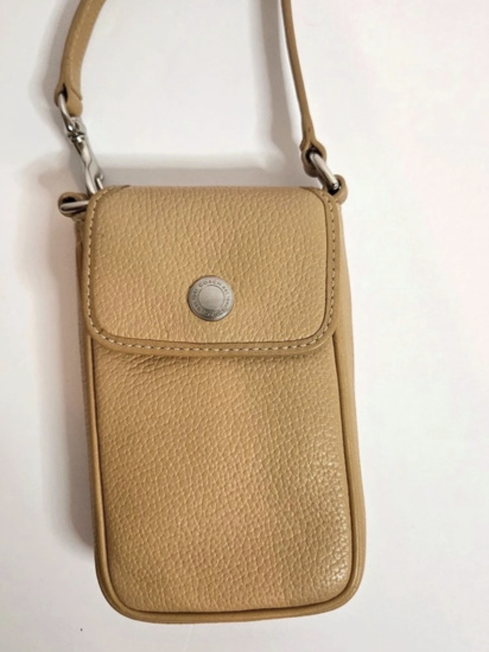 Coach Polished Pebble Vintage Beige/Tan Leather Petite Purse